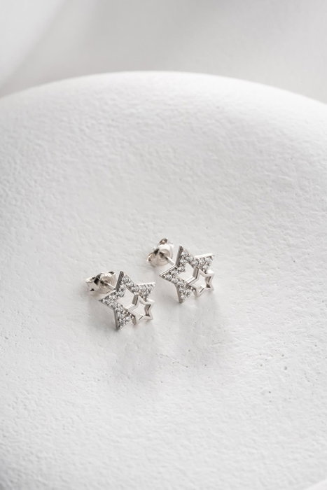 Heliophilia Silver Pendientes de Plata Esterlina 925 con Circonio